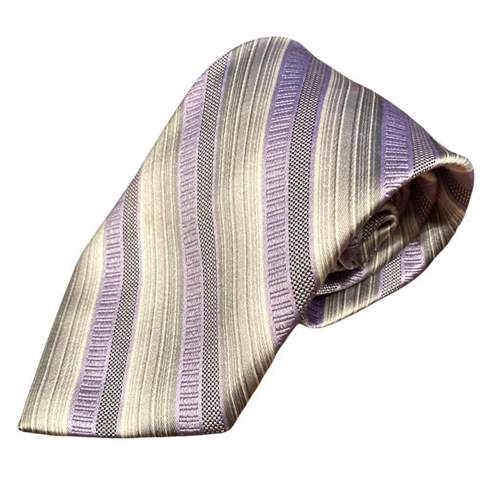 PERRY ELLIS PORTFOLIO•100% SILK • SILVER / MAUVE MEN’S TIE